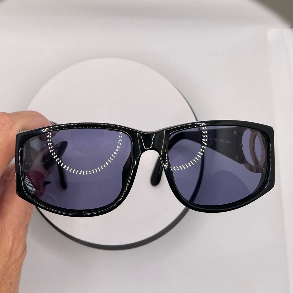 100% Authentic CHANEL Black Sunglasses with Gold CC on sides